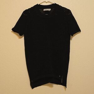 ONE‎ GREY DAY RIBBED SHEER/SHIMMERING BLOUSE XS
